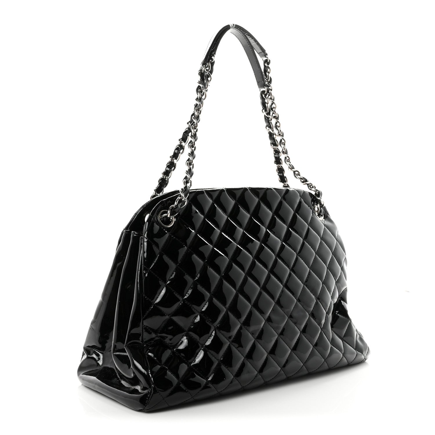 Chanel Patent Quilted Large Just Mademoiselle Bowling Bag Black 3 of 10