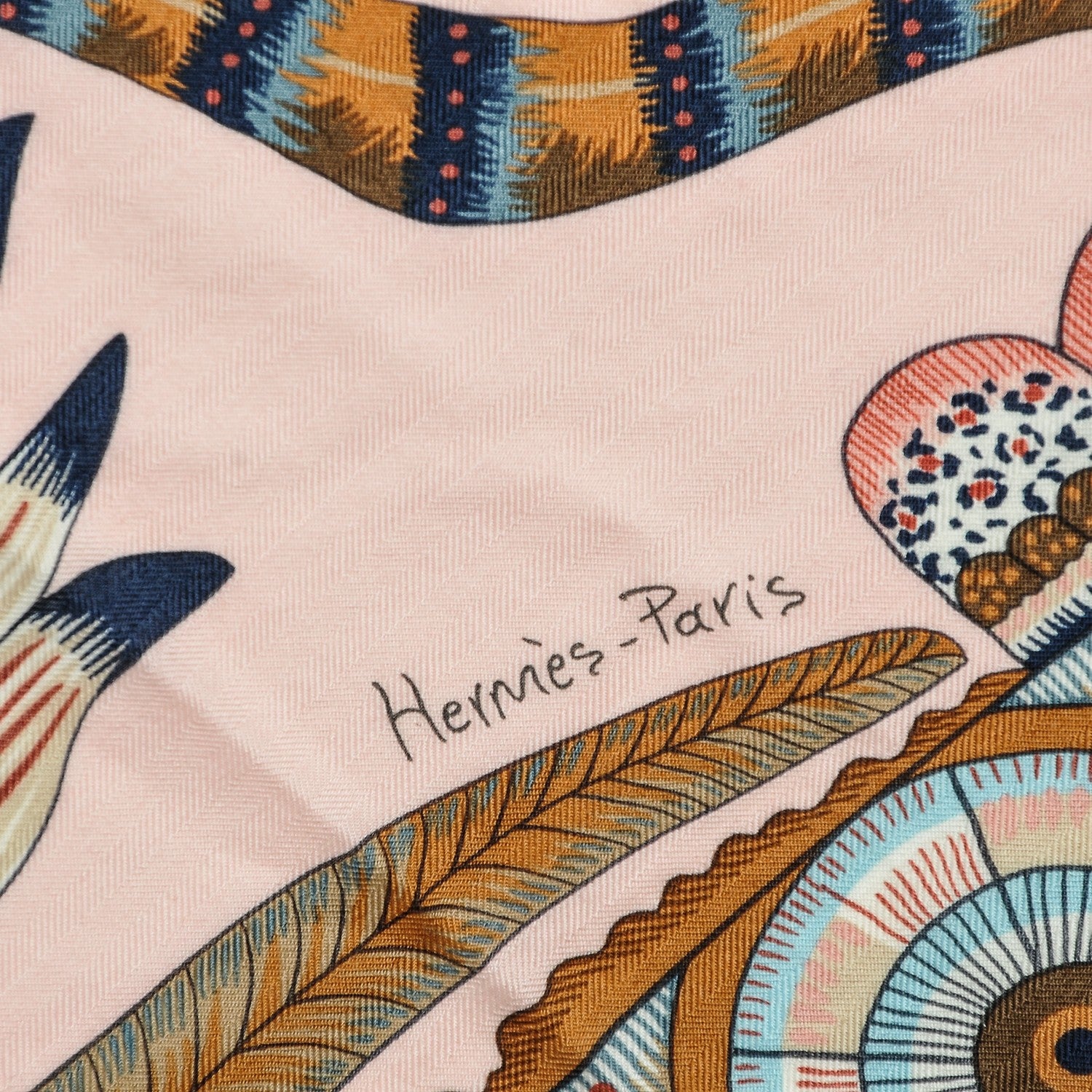 Hermes Cashmere Silk The Savana Dance Shawl 140 Rose Pale Bleu Marron 5 of 8