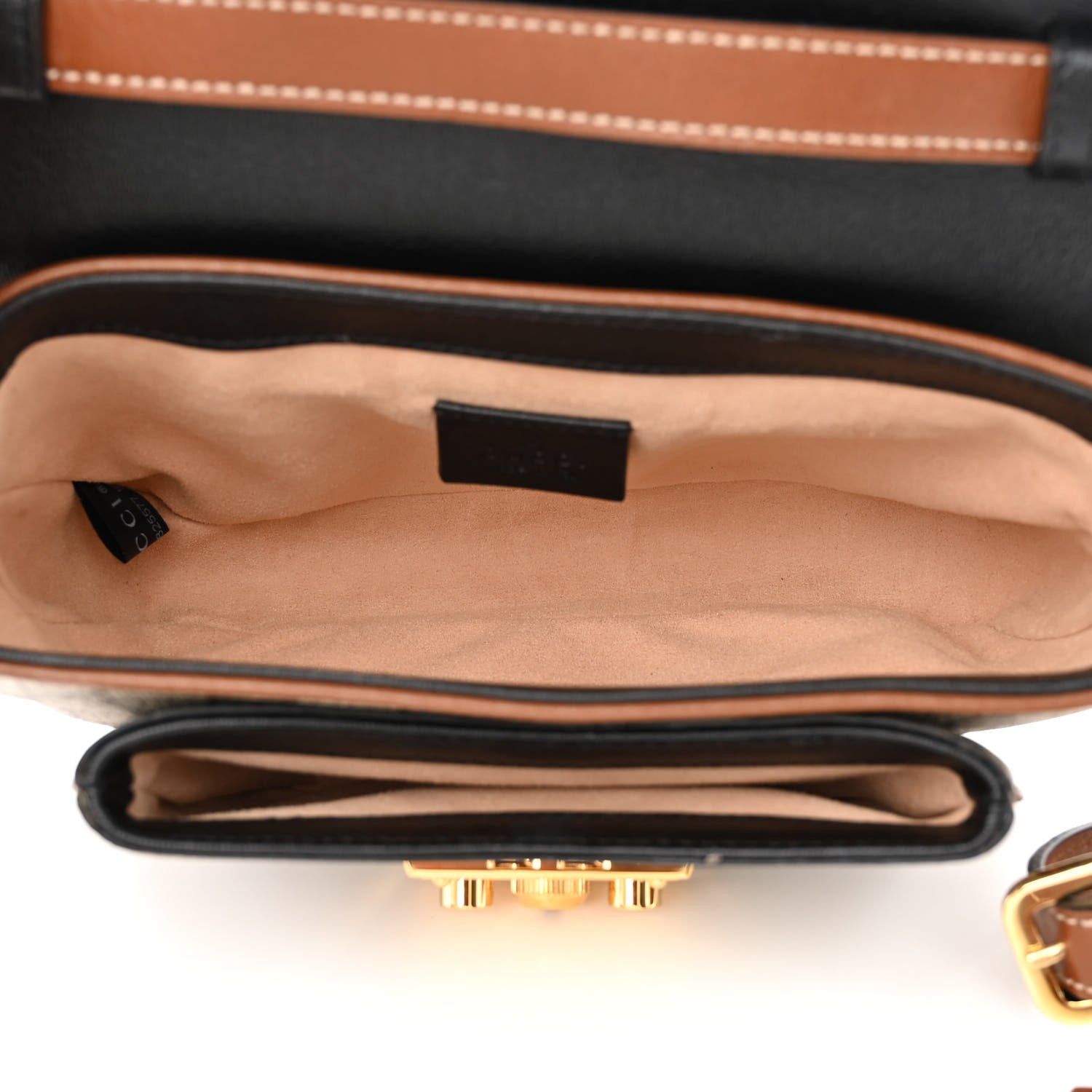 Gucci GG Supreme Monogram New Sakai Lux Calfskin Mini Padlock Flap Pocket Shoulder Bag Beige Ebony Black Cuir 5 of 10