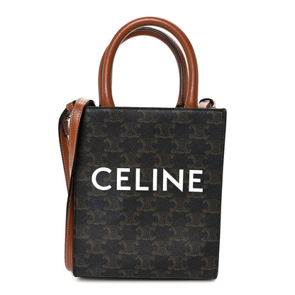 Celine Triomphe Canvas Calfskin Mini Vertical Cabas Tan 1 of 11