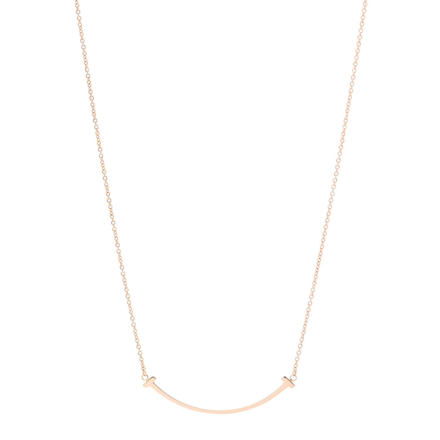 Tiffany 18K Rose Gold Small T Smile Pendant Necklace 1 of 6