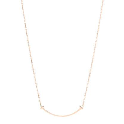 Tiffany 18K Rose Gold Small T Smile Pendant Necklace 1 of 6