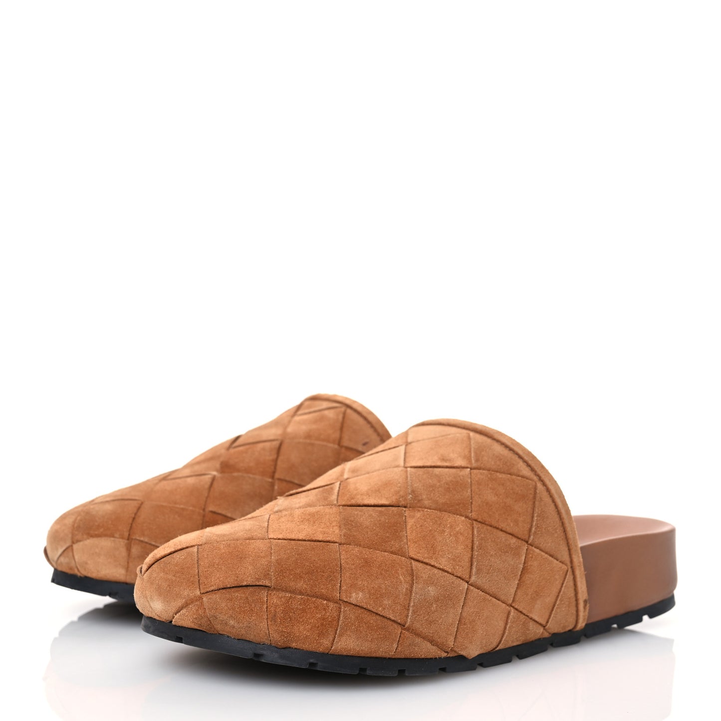 Suede Intrecciato Reggie Mules 38 Caramel