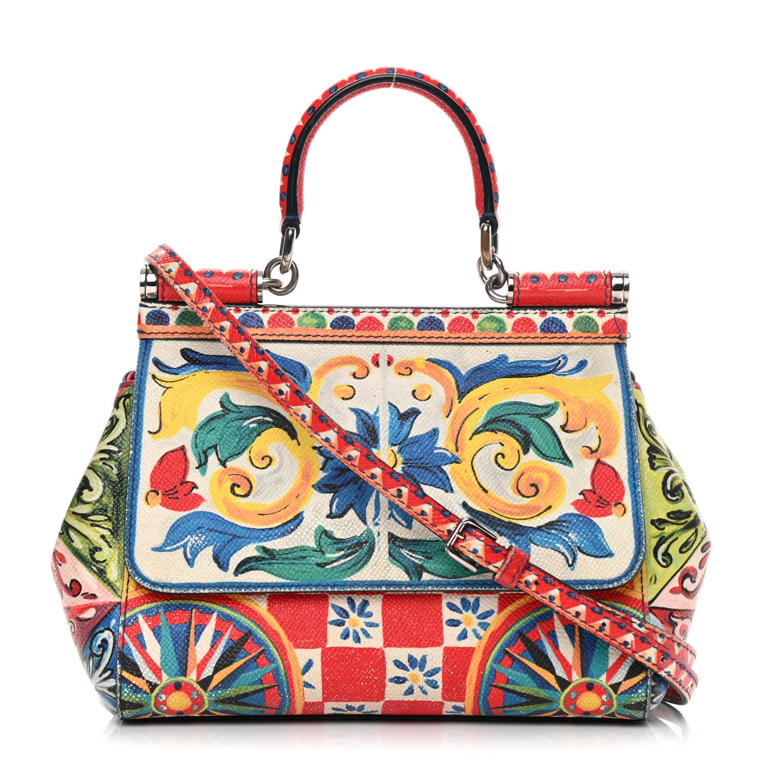 Dolce & Gabbana Dauphine Majolica Print Small Miss Sicily Satchel Multi 1 of 20