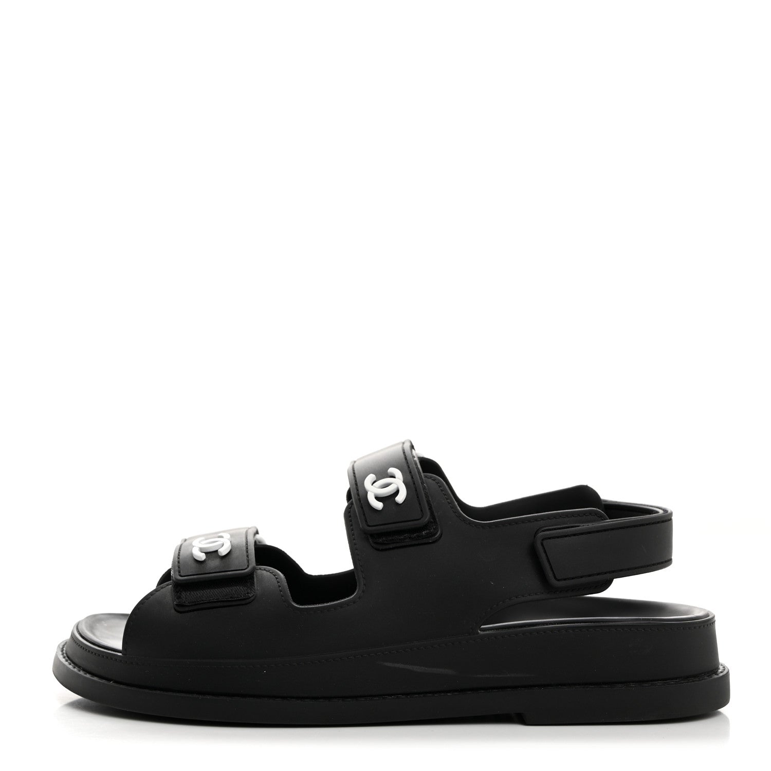 Chanel Rubber CC Dad Sandals 35 Black 1 of 8
