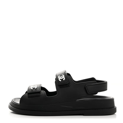 Chanel Rubber CC Dad Sandals 35 Black 1 of 8