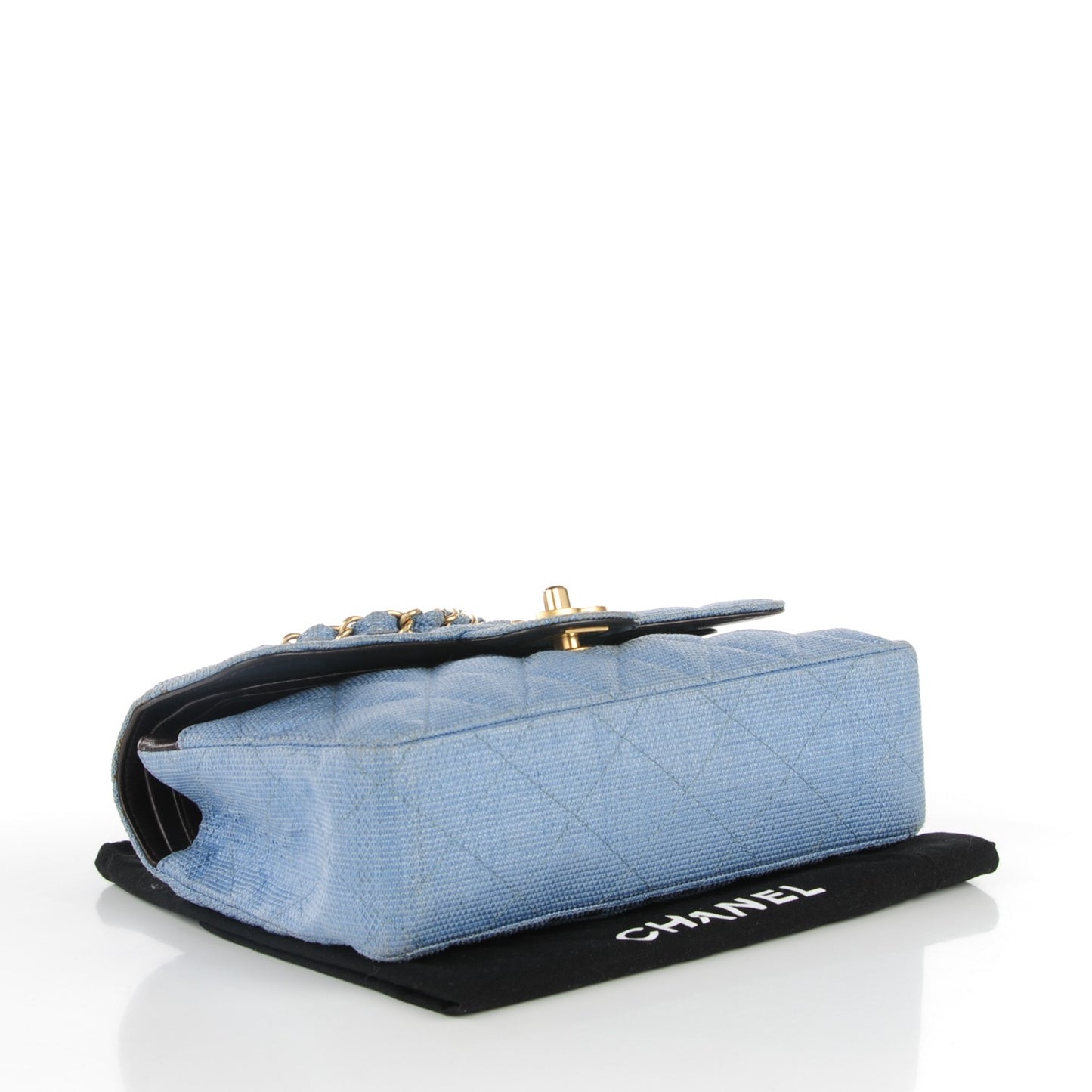Tweed Quilted Small Double Flap Blue