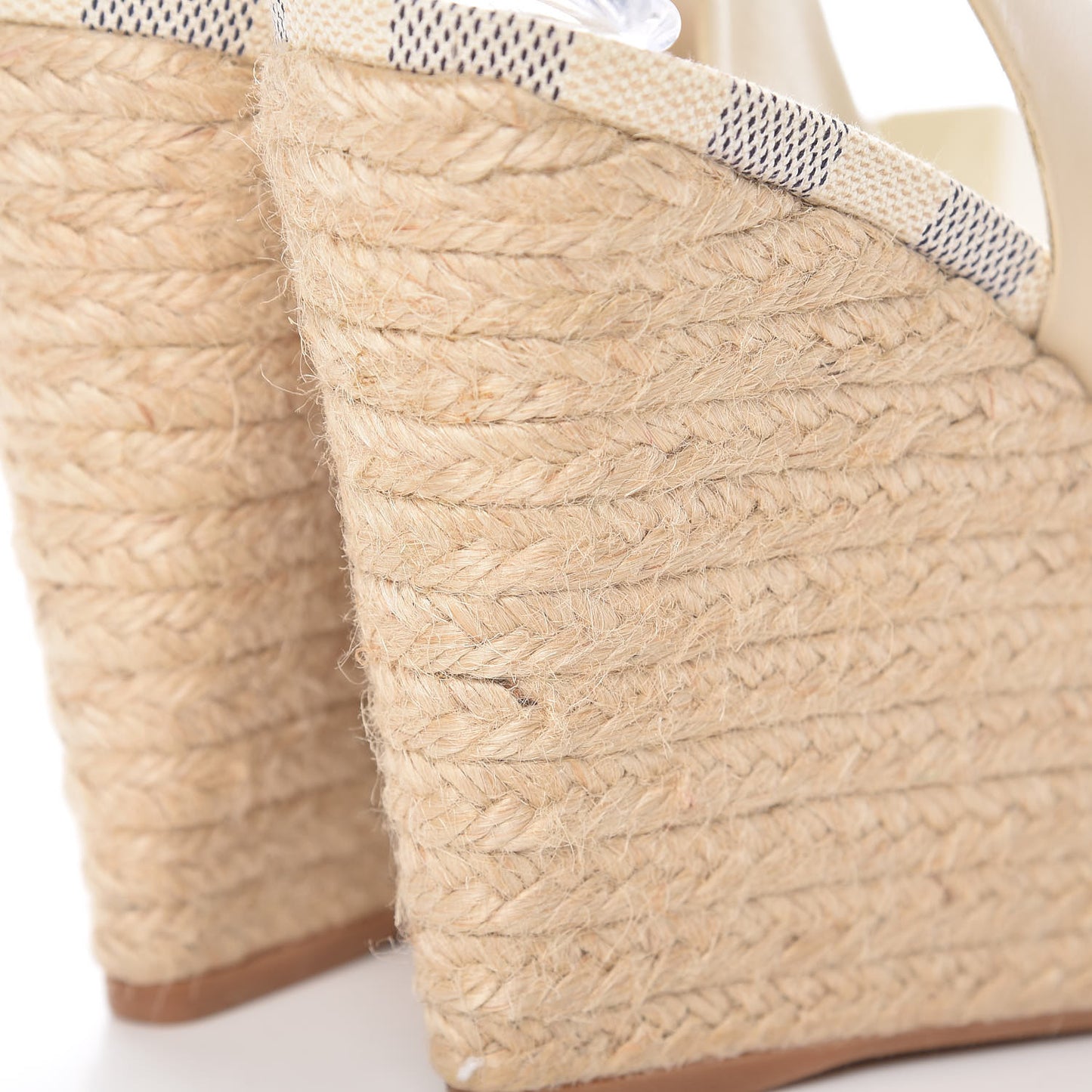 Calfskin Damier Azur Espadrille Wedge Sandals 39.5