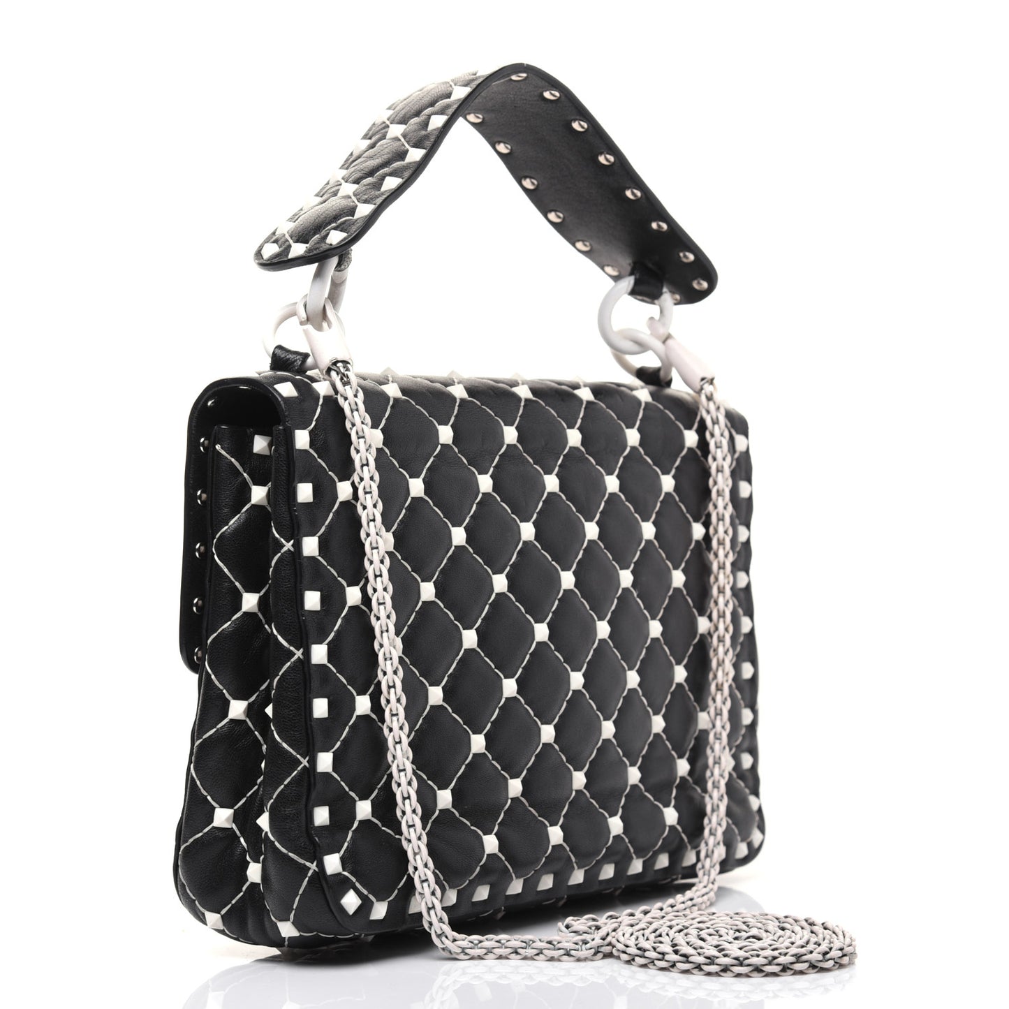 Lambskin Medium Free Rockstud Spike Shoulder Bag Black