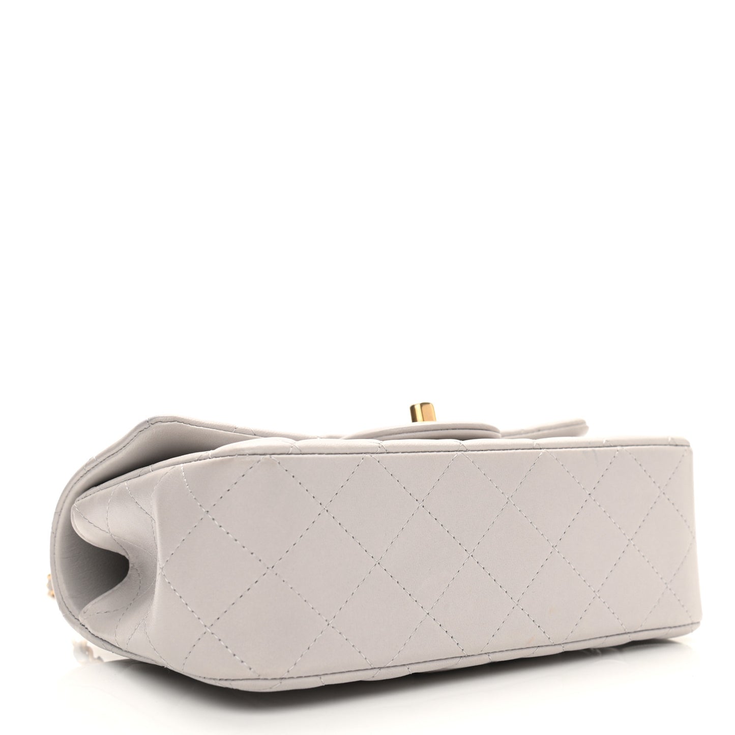 Lambskin Quilted Mini Top Handle Rectangular Flap Grey