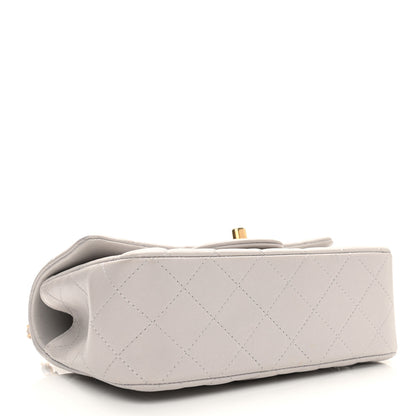 Chanel Lambskin Quilted Mini Top Handle Rectangular Flap Grey 4 of 11