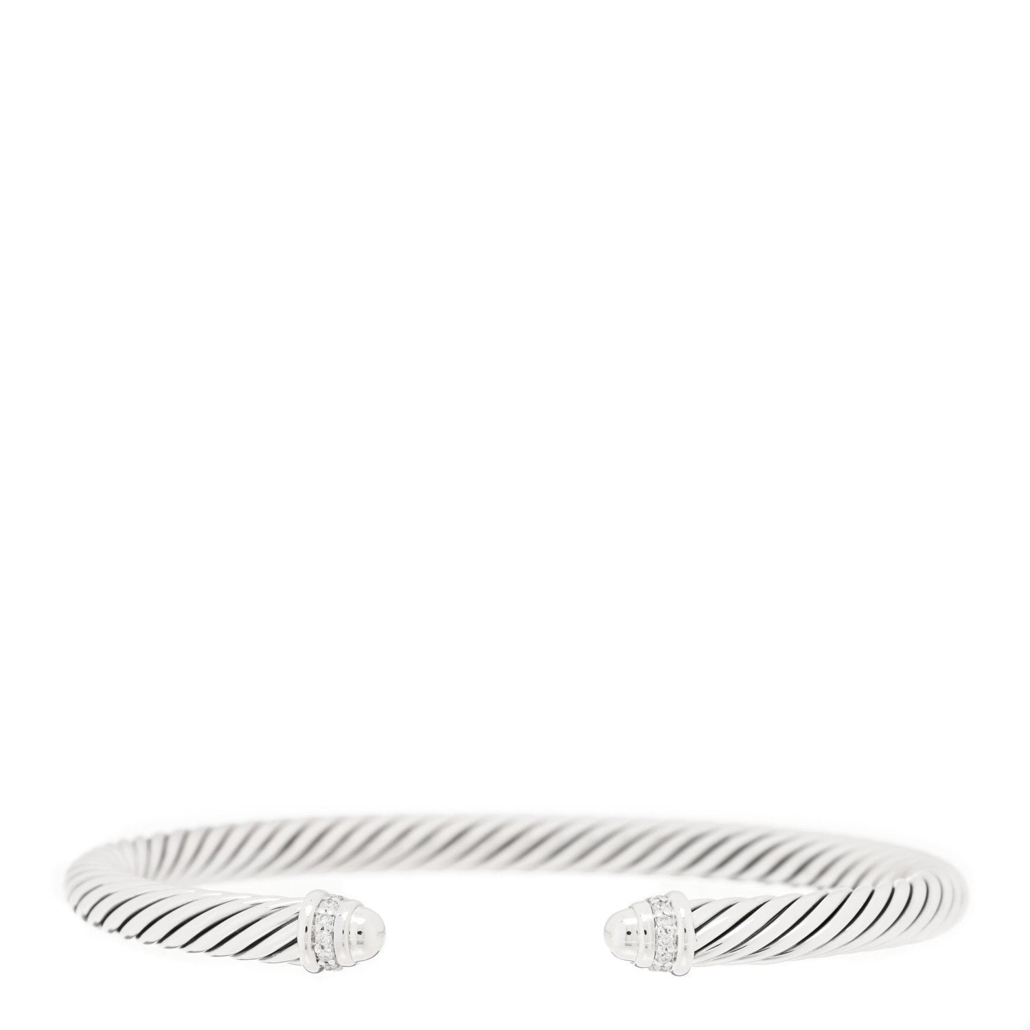 David Yurman Sterling Silver Diamond 5mm Cable Classics Dome Bracelet 1 of 3