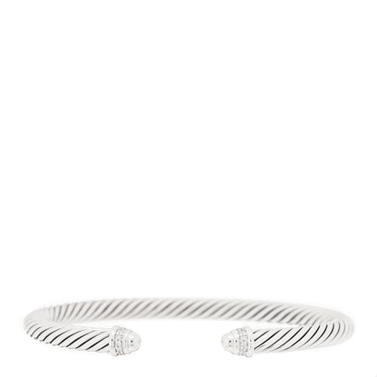 David Yurman Sterling Silver Diamond 5mm Cable Classics Dome Bracelet 1 of 3