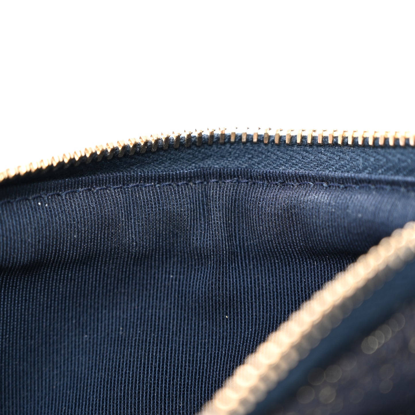 Lurex Canvas Deauville Cosmetic Pouch Navy Blue Gold
