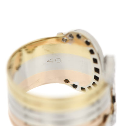 Cartier 18K Pink Yellow White Gold Diamond 13mm C De Cartier Ring 49 4.75 5 of 6