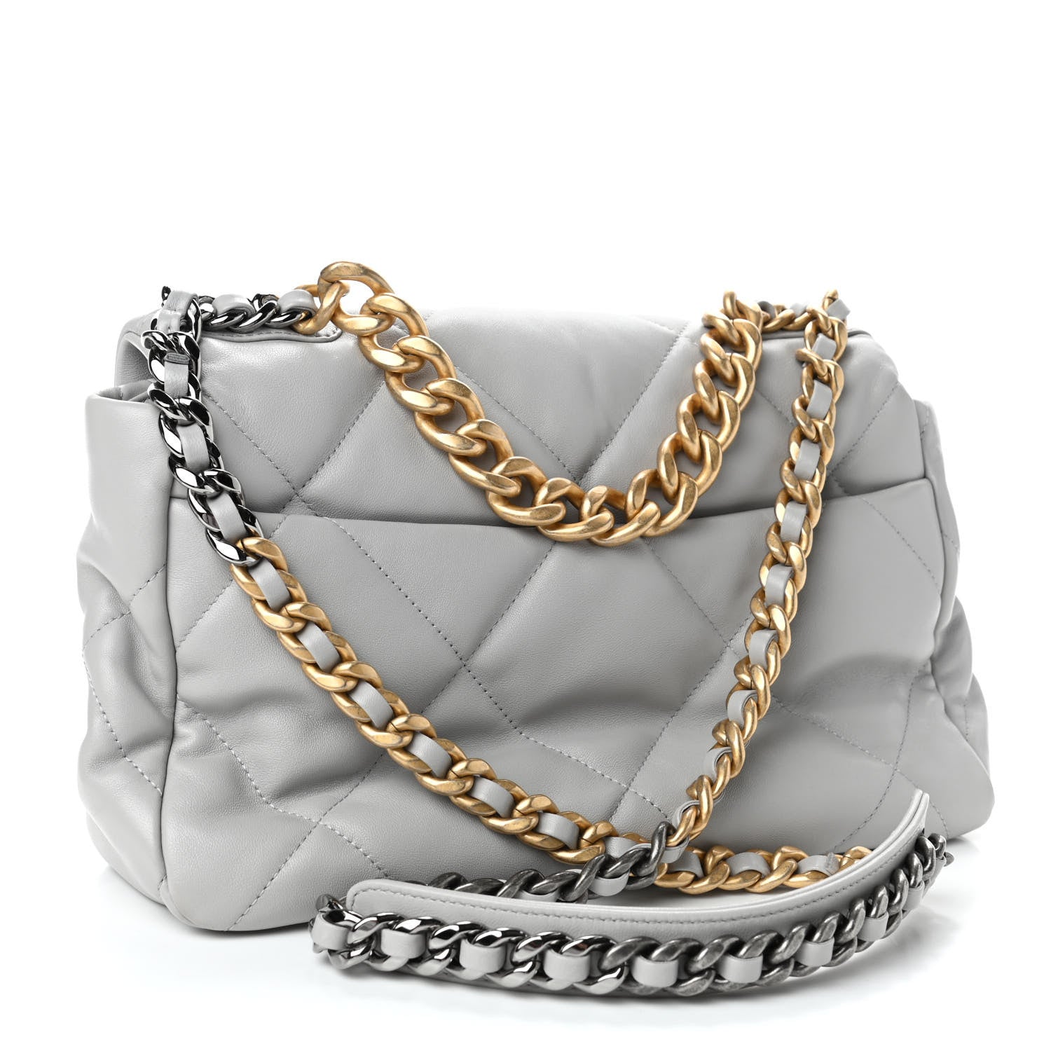 Chanel Lambskin Quilted Large Chanel 19 Flap Grey 2 of 5
