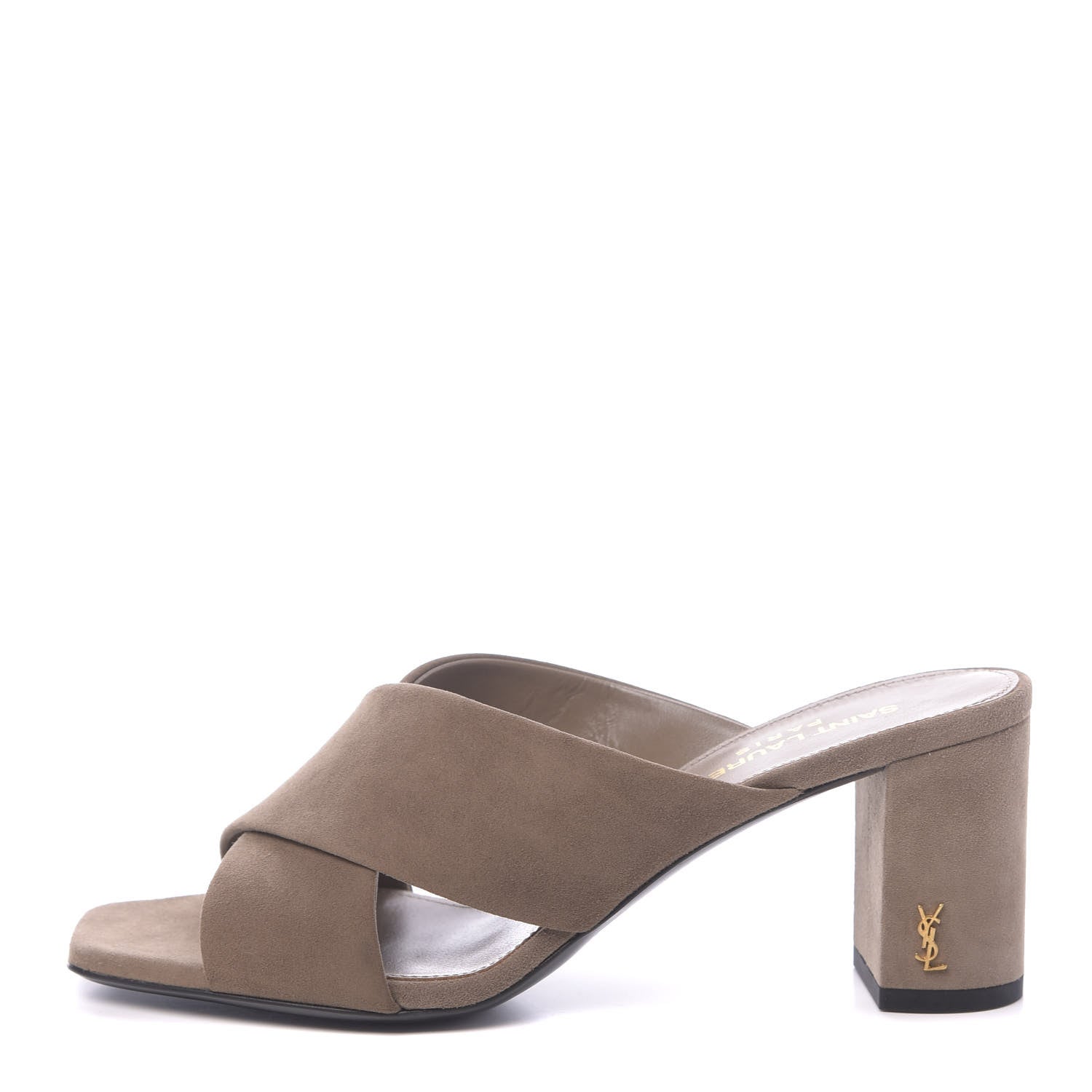 Saint Laurent Suede LouLou 70 Mules 36.5 Taupe 1 of 9