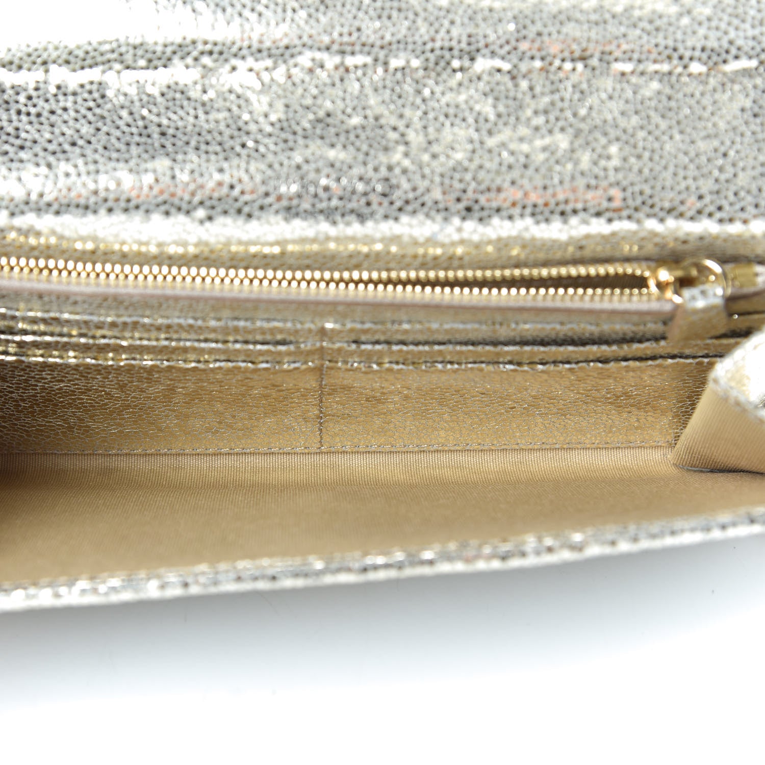 Jimmy Choo Lame Mila Glitter Wallet On Chain Champagne 5 of 9