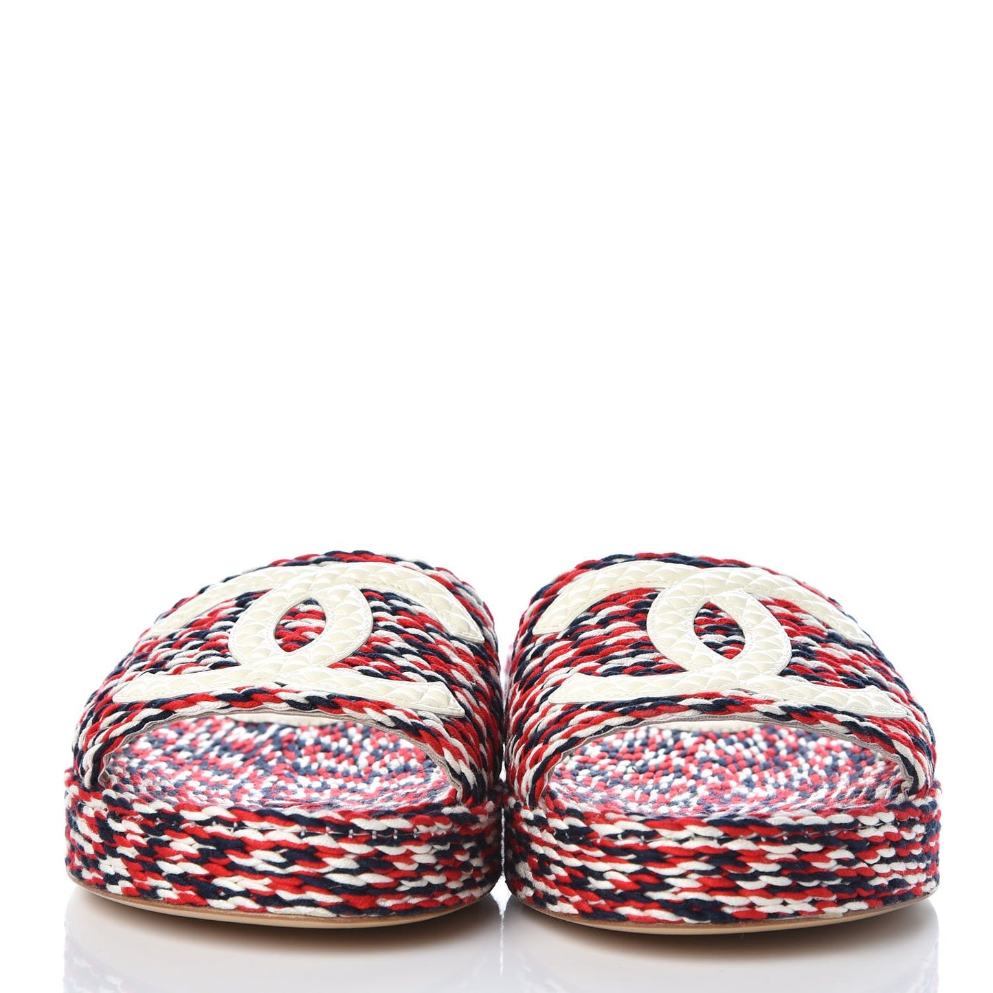 Cord CC Espadrille Slip On Sandals 36 Red Blue White