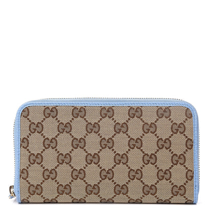 Gucci Monogram Dollar Calfskin Zip Around Wallet Beige Ebony Mineral Blue 1 of 10