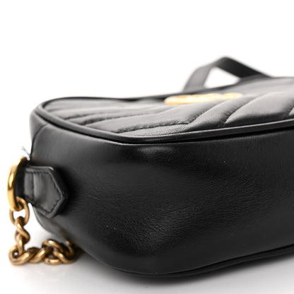 Gucci Calfskin Matelasse Mini GG Marmont Chain Shoulder Bag Black 7 of 12