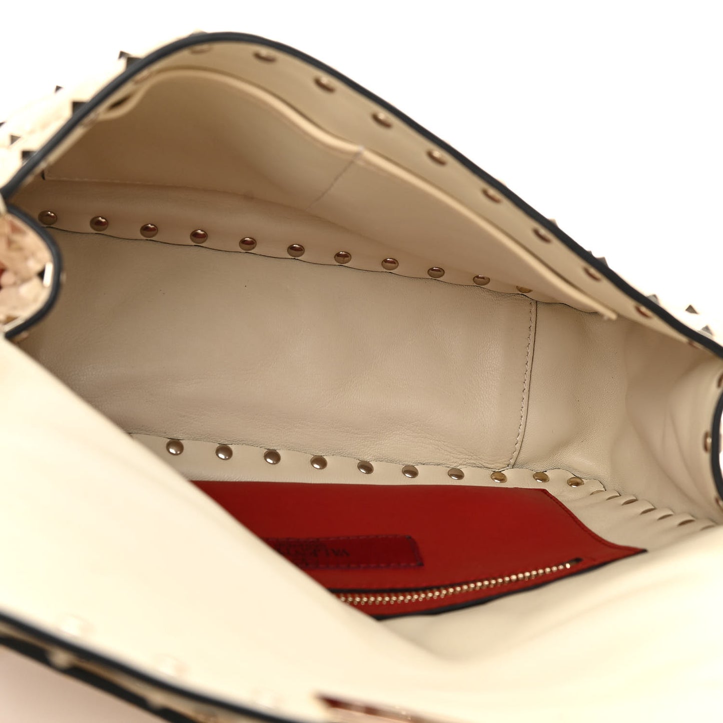 Nappa Medium Rockstud Spike Shoulder Bag Light Ivory