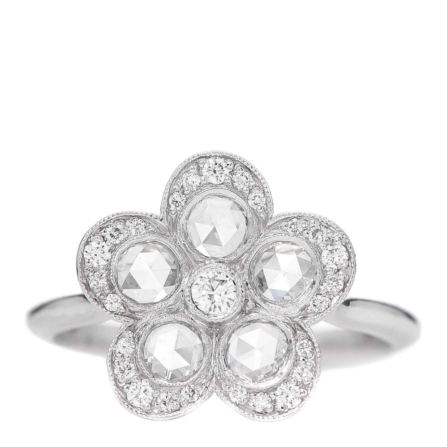 Tiffany Platinum Diamond Enchant Flower Ring 49 5 1 of 6