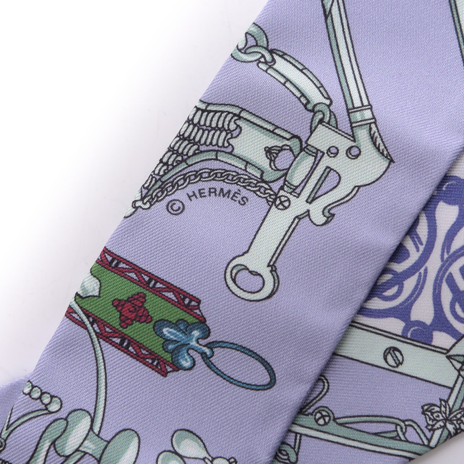 Hermes Silk Mors Et Gourmettes Remix Twilly Parme Vert Mauve 3 of 4