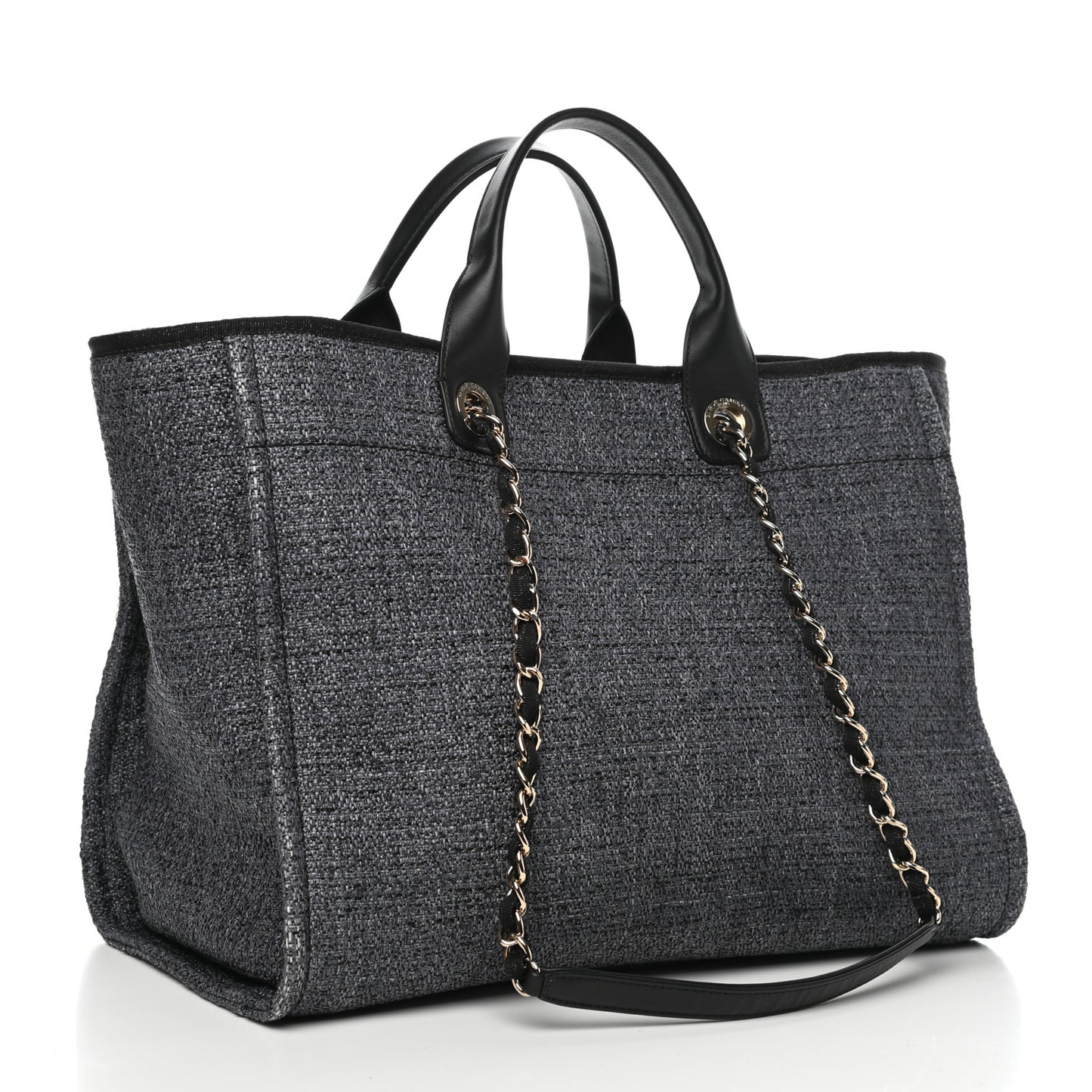 Lurex Boucle Medium Deauville Tote Black