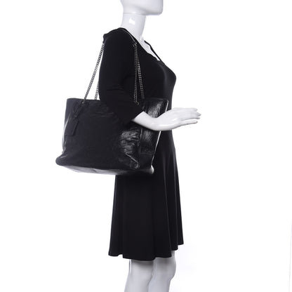 Saint Laurent Crinkled Calfskin Matelasse Monogram Large Niki Shopping Tote Bag Black 3 of 10