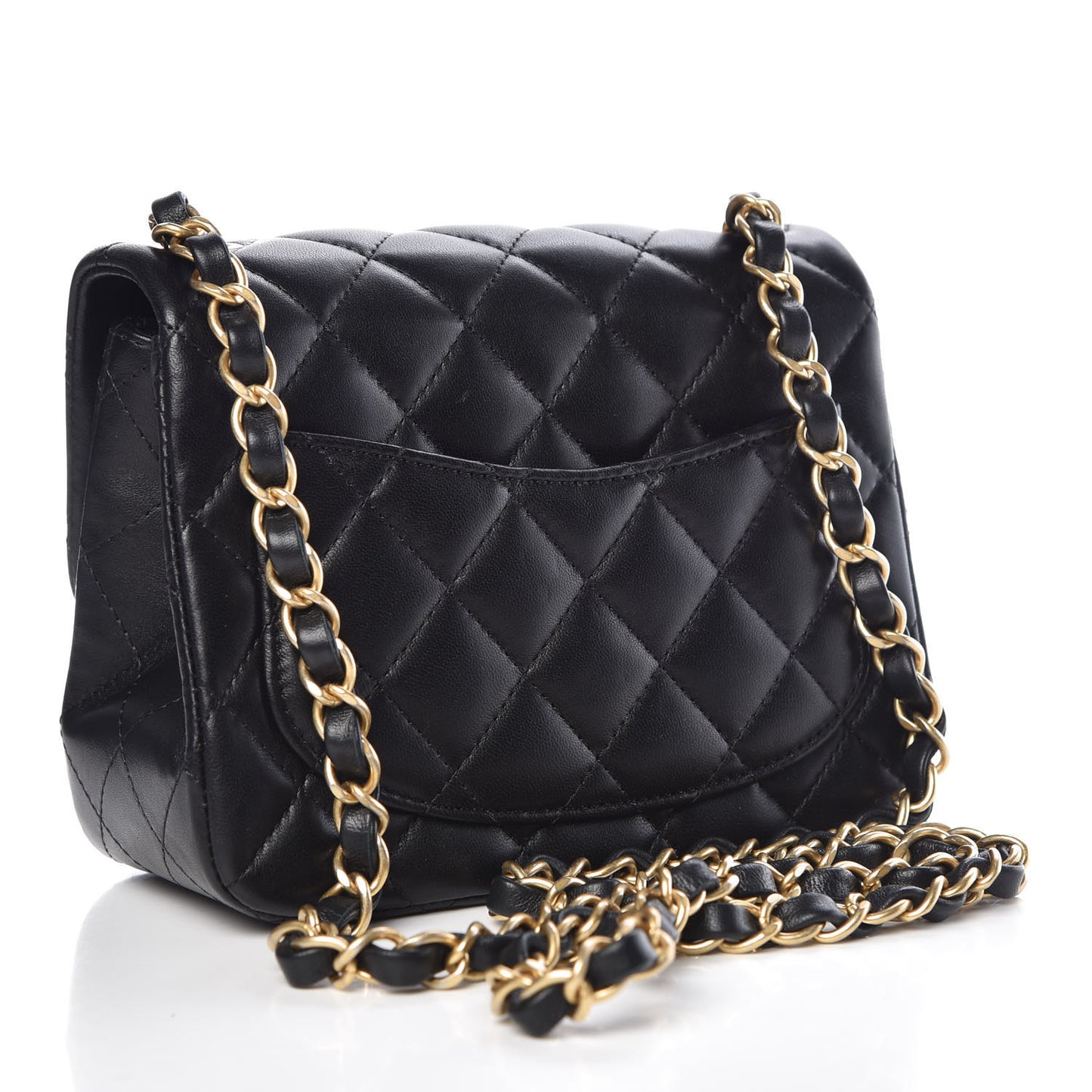 Lambskin Quilted Mini Square Flap Black
