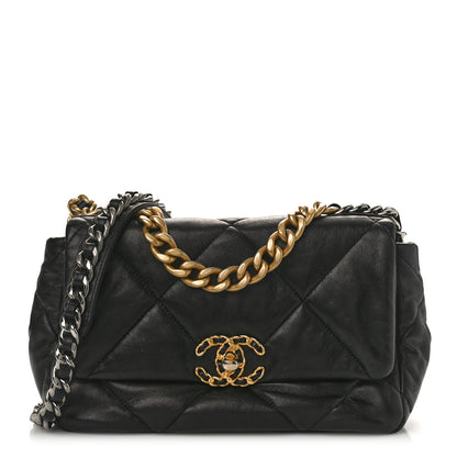 Chanel Shiny Goatskin Quilted Medium Chanel 19 Flap Black 1 of 11