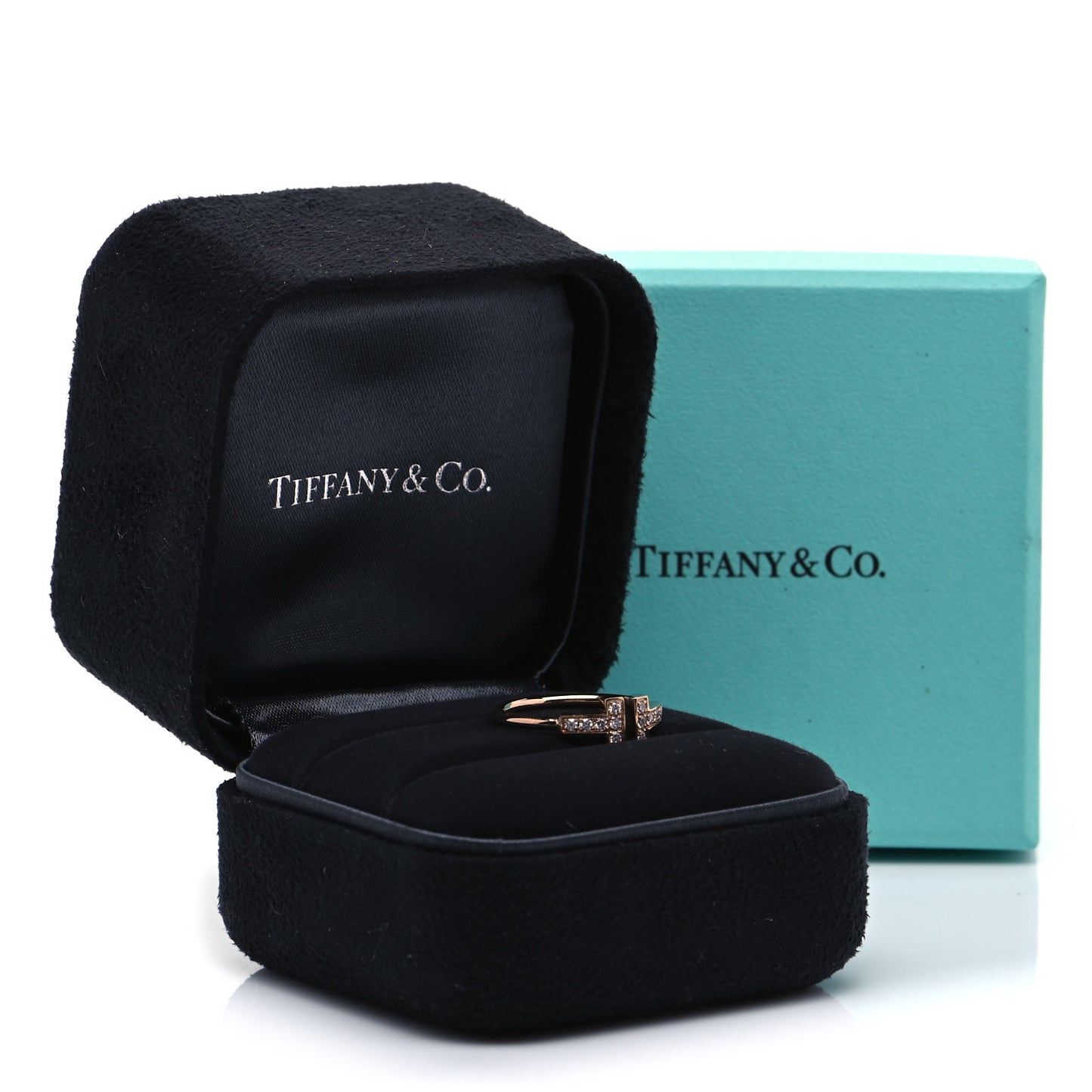 18K Rose Gold Diamond T Wire Ring 49 4.75