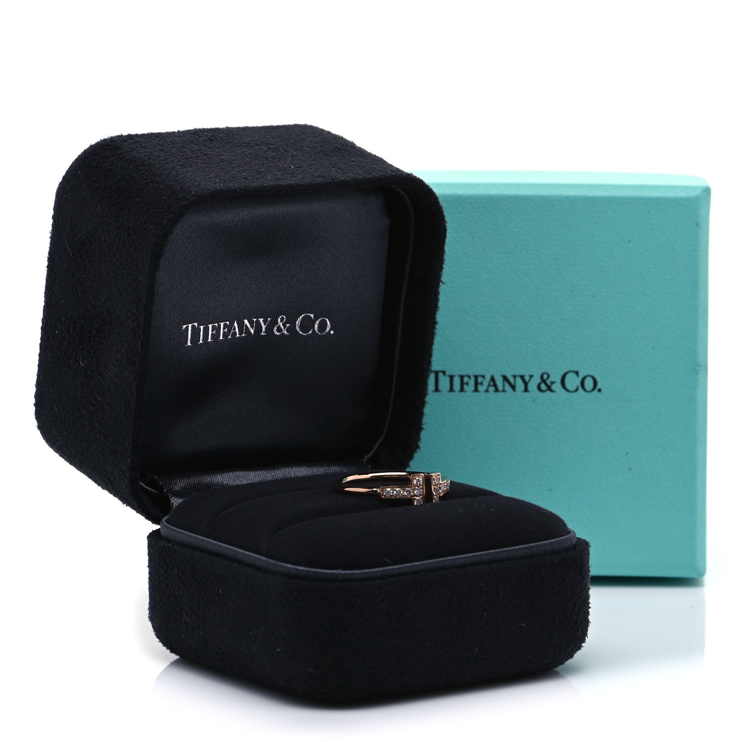 Tiffany 18K Rose Gold Diamond T Wire Ring 49 4.75 5 of 5