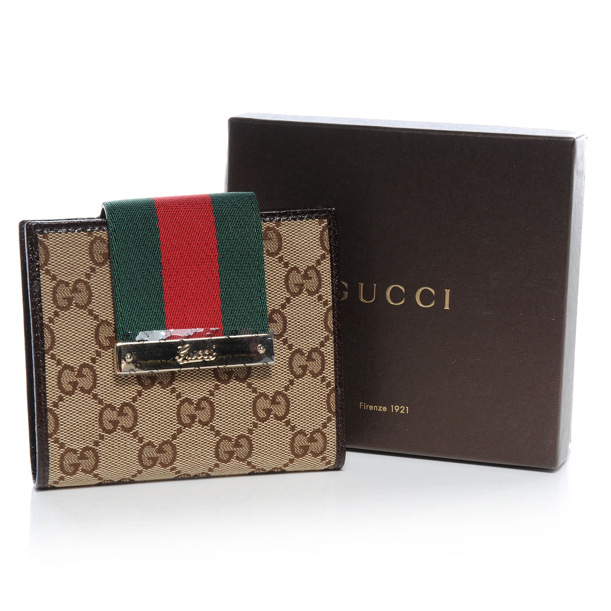 Gucci Monogram Web Ladies Web French Wallet Brown 5 of 8