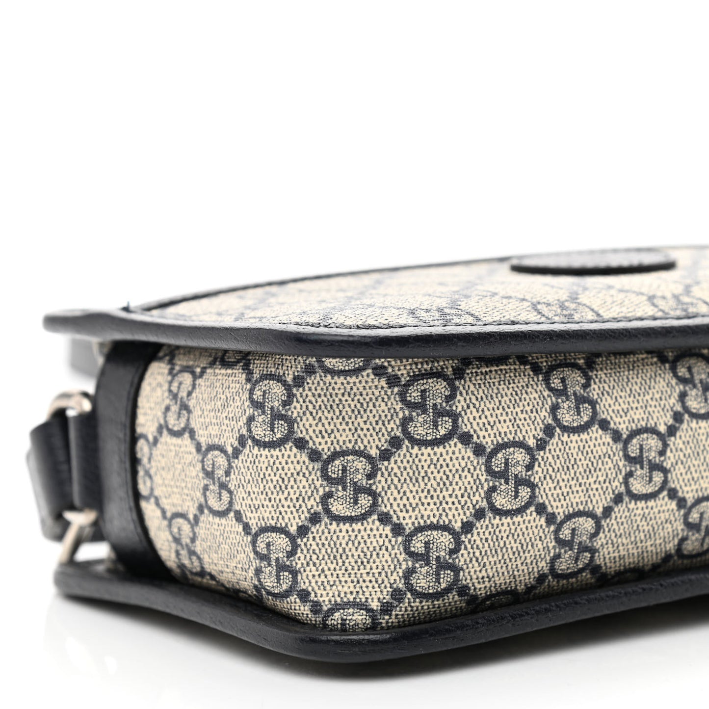 GG Supreme Monogram Textured Dollar Calfskin Mini Retro Interlocking G Shoulder Bag Beige Blue