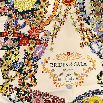Hermes Silk Brides De Gala En Fleurs Scarf 90 Black Ivory Multicolor 2 of 3