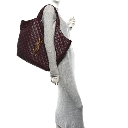Saint Laurent Lambskin Quilted Maxi Icare Shopping Tote  Rouge Cabernet 2 of 11
