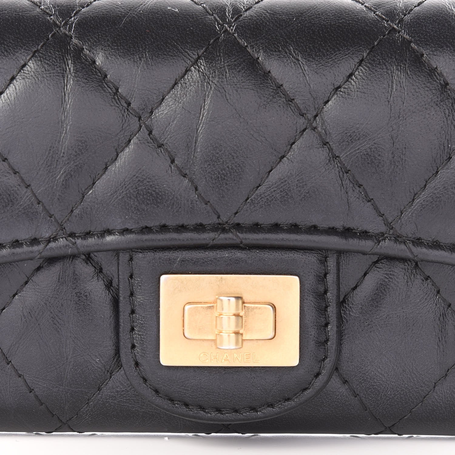 Chanel Aged Calfskin Quilted Reissue Flap Card Holder Black 10 of 11