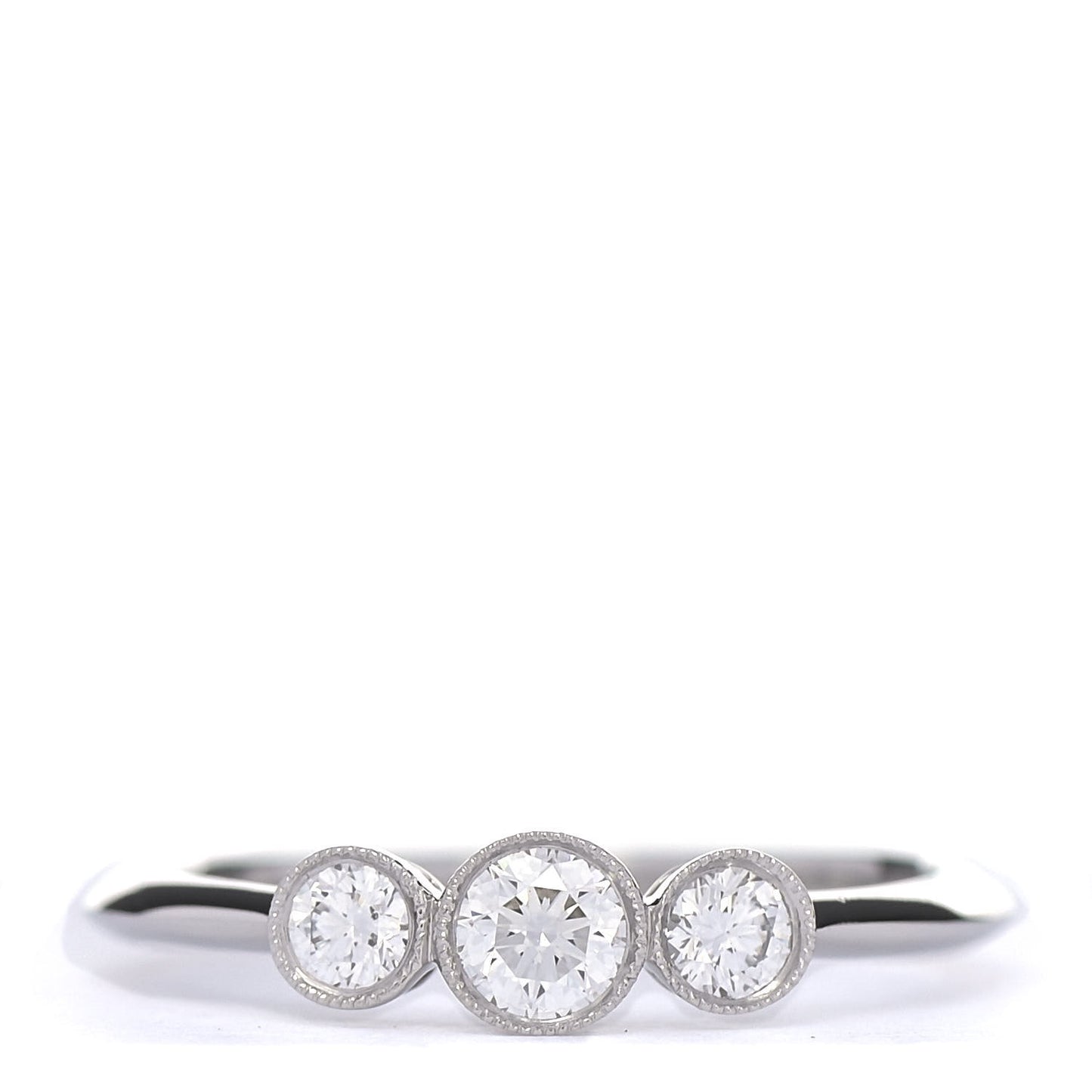 Platinum Diamond Three Stone Milgrain Ring 51 5.75