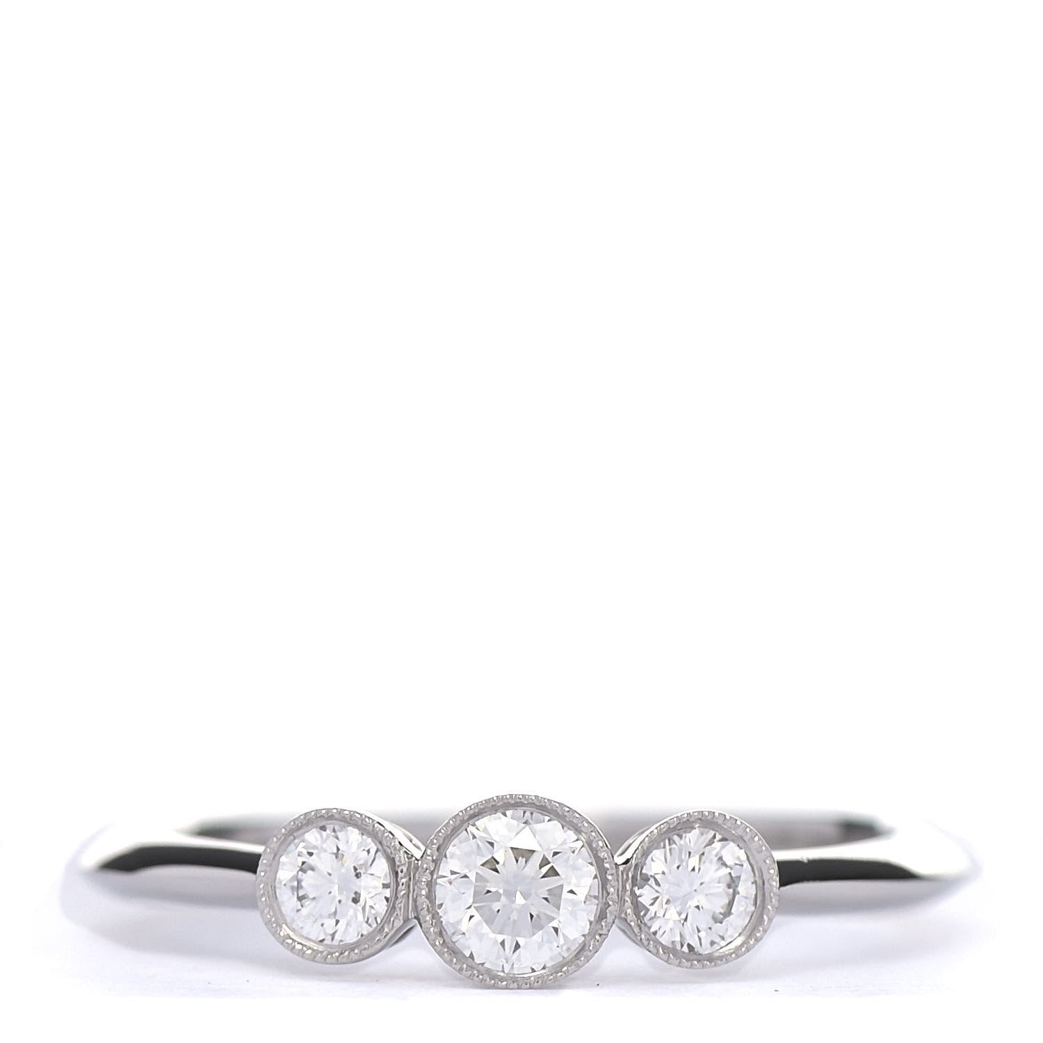 Tiffany Platinum Diamond Three Stone Milgrain Ring 51 5.75 1 of 5