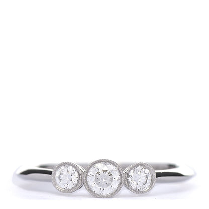 Tiffany Platinum Diamond Three Stone Milgrain Ring 51 5.75 1 of 5