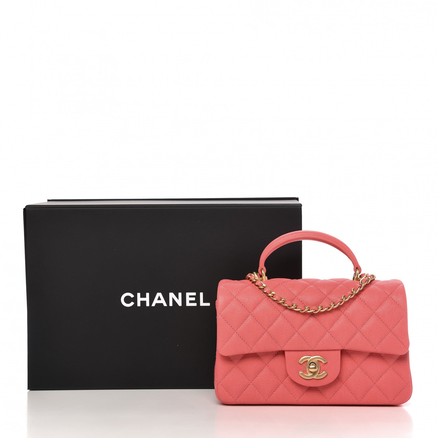Chanel Caviar Quilted Mini Top Handle Rectangular Flap Pink 11 of 12