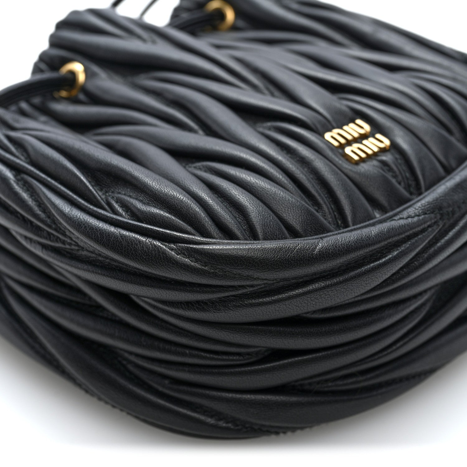 Miu Miu Nappa Matelasse Mini Drawstring Bucket Bag Black 8 of 9