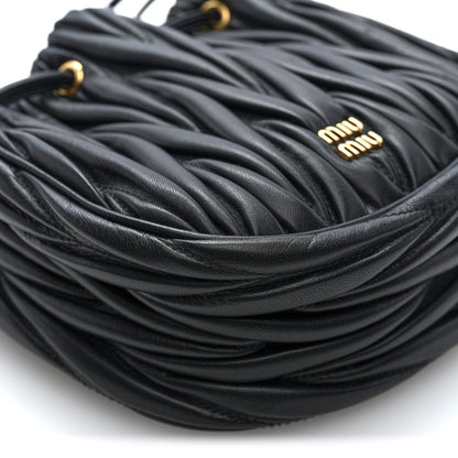 Miu Miu Nappa Matelasse Mini Drawstring Bucket Bag Black 8 of 9