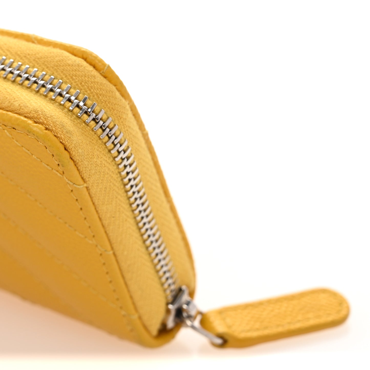Caviar Chevron Quilted Zip Coin Purse Yellow
