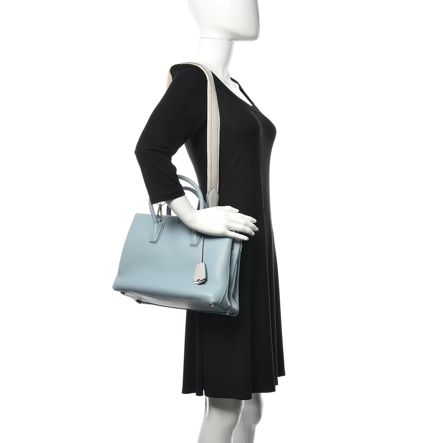 Grained Calfskin Medium Milla Tote Sky Blue