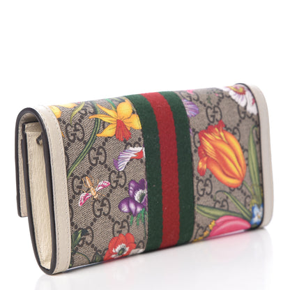 Gucci GG Supreme Monogram Flora Web Ophidia Continental Wallet White 3 of 8