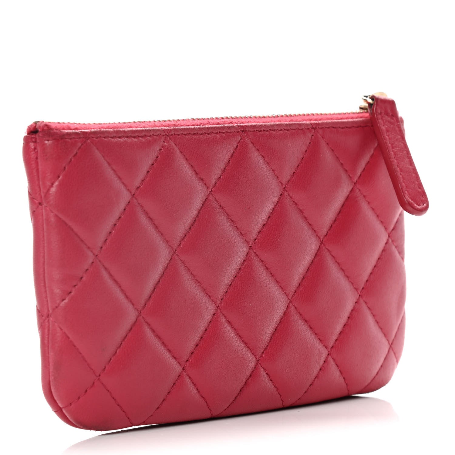 Chanel Lambskin Quilted Small Cosmetic Case Dark Pink 3 of 15