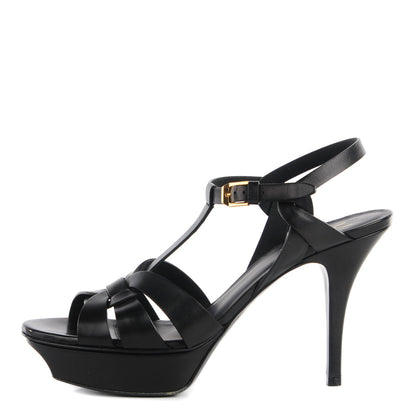Saint Laurent Calfskin Tribute 75 Platform Sandals 39 Black 1 of 7